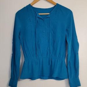 Bebe 100% Mulberry Silk Teal Top XS